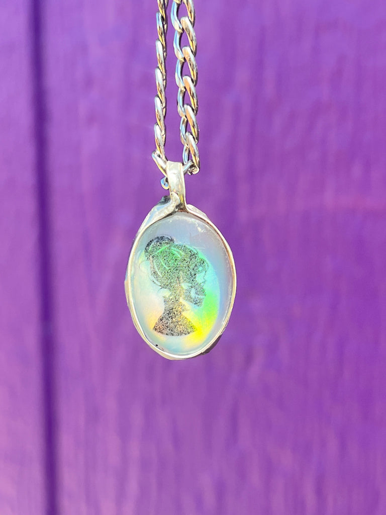 Opalite Skull Cameo Pendant necklace