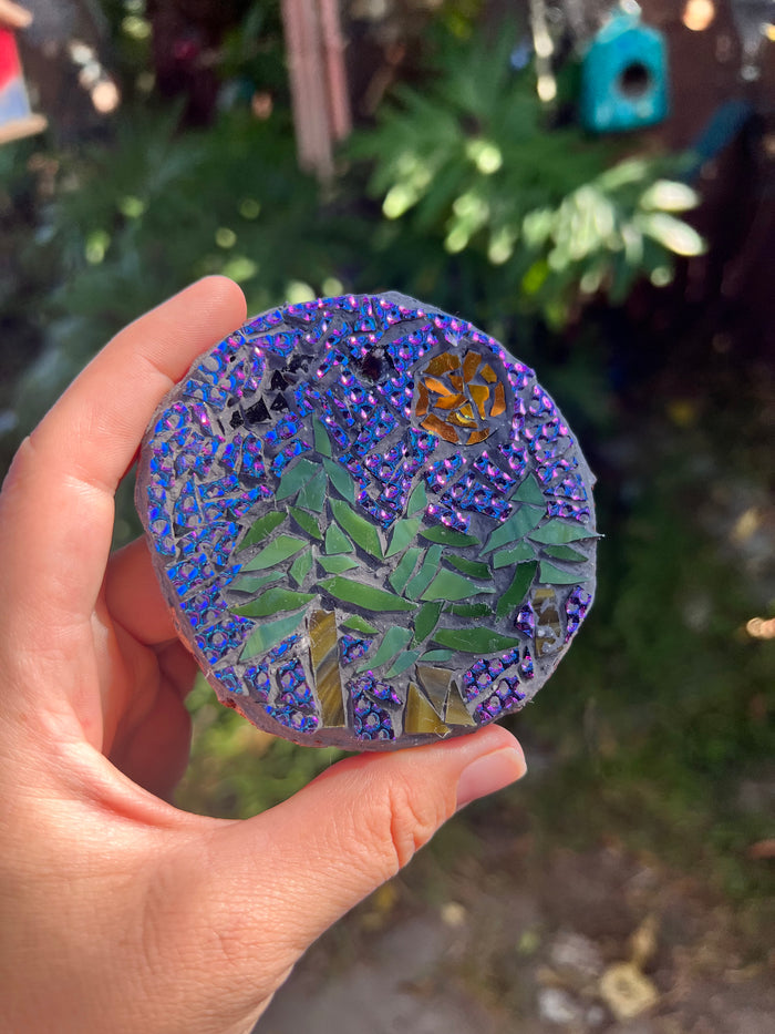 Handmade Dichroic Glass forest scene Ornament