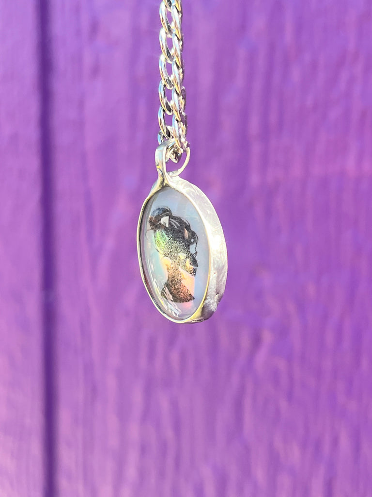 Opalite Skull Cameo Pendant necklace