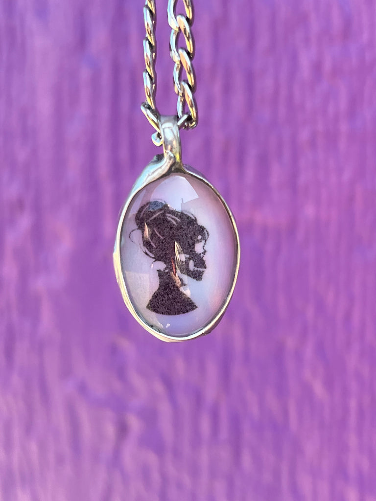 Opalite Skull Cameo Pendant necklace