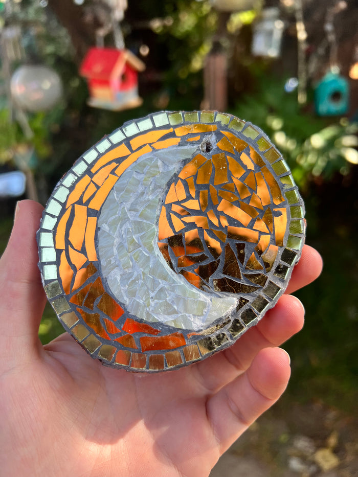 Handmade Dichroic Glass Moon Ornament