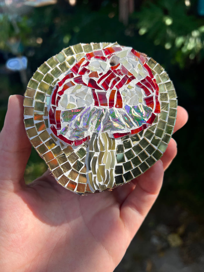 Handmade Dichroic Glass mushroom Ornament