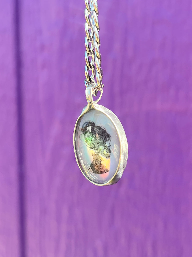 Opalite Skull Cameo Pendant necklace