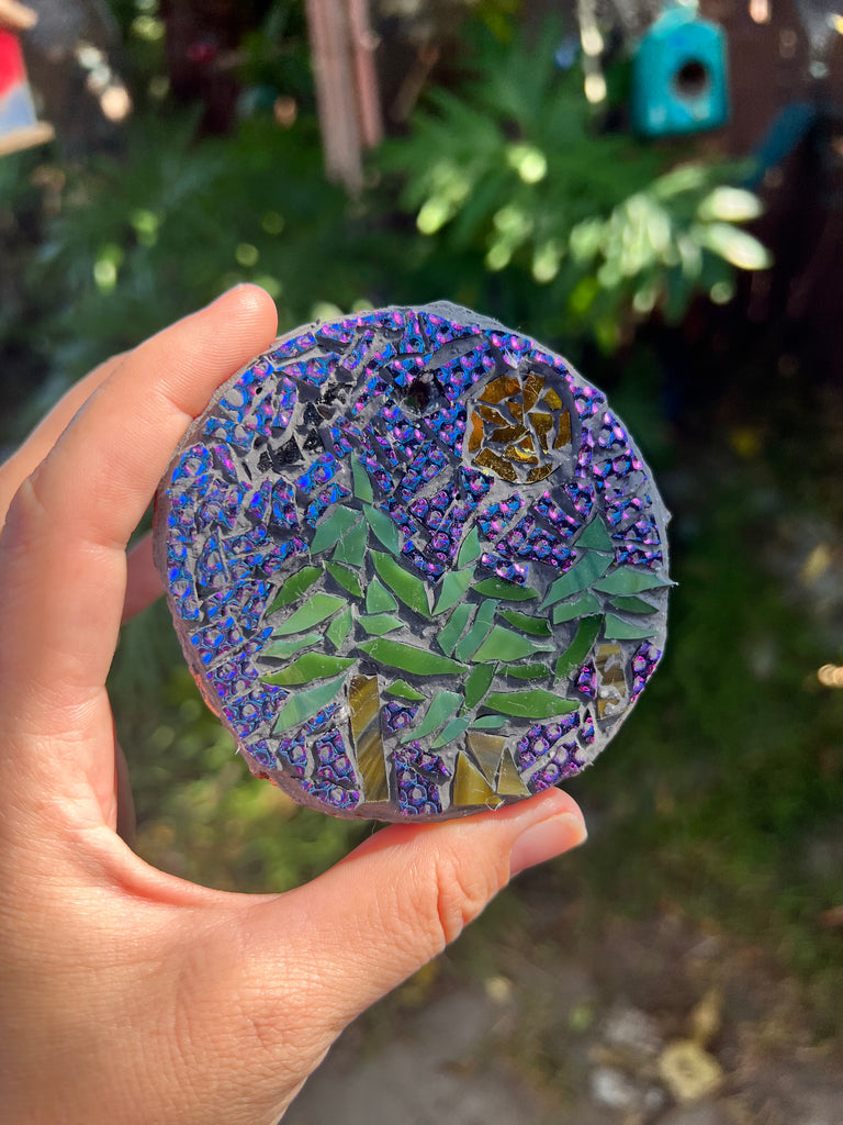 Handmade Dichroic Glass forest scene Ornament